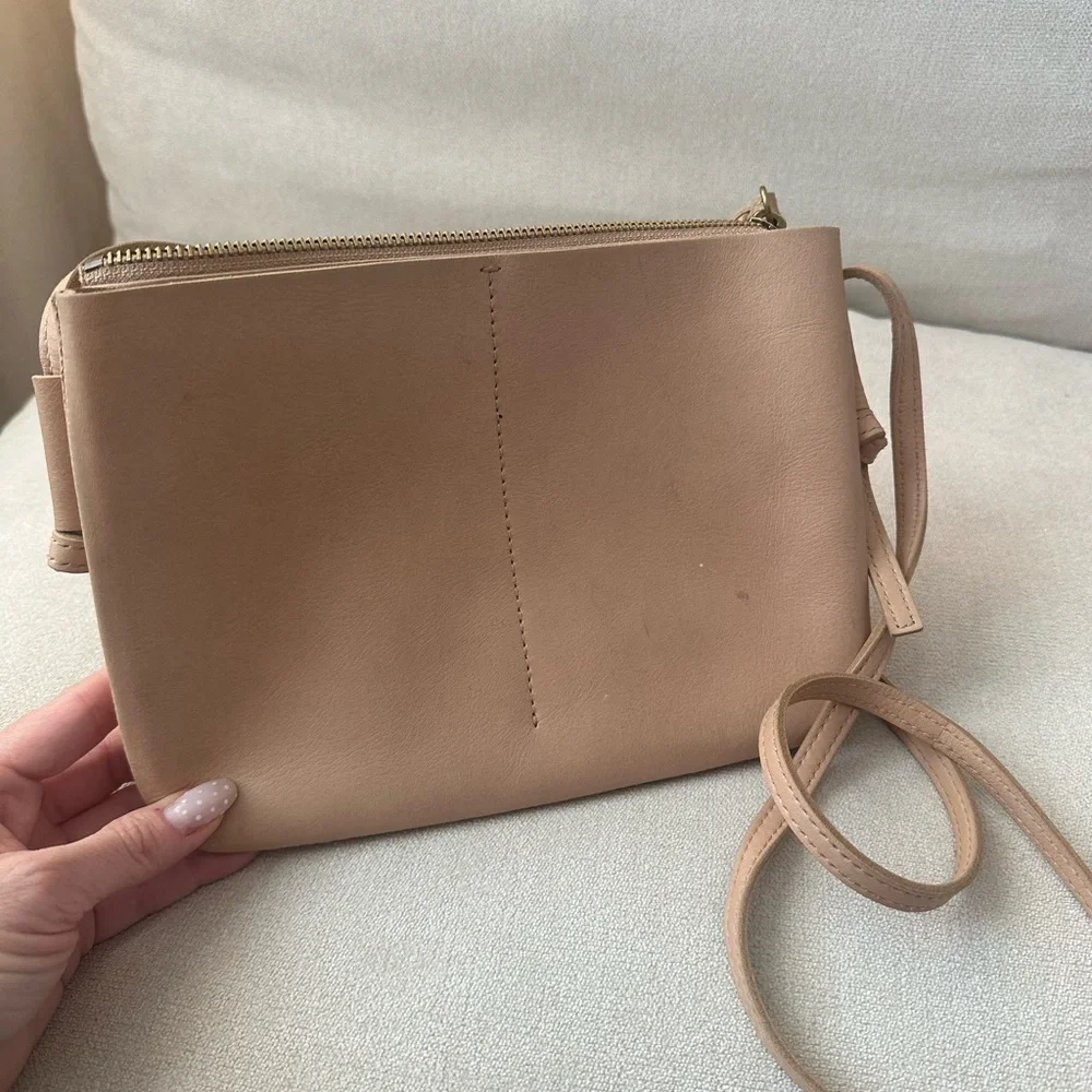 Madewell Knotted Crossbody Light Tan Real Leather.